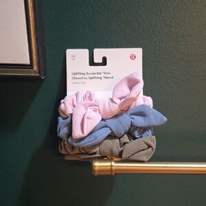 lululemon athletica Scrunchie Trio - Pink, Blue, Tan